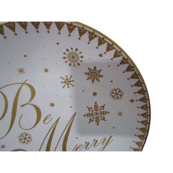Be Merry Festive Holiday Gold 222 Fifth Small Plates Set of Four GUC - Picture 14 of 15
